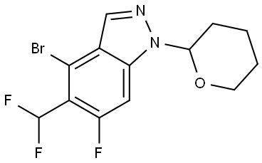 4-bromo-5-(difluoromethyl)-6-fluoro-1-(tetrahydro-2H-pyran-2-yl)-1H-indazole 구조식 이미지