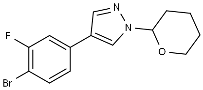 1H-Pyrazole, 4-(4-bromo-3-fluorophenyl)-1-(tetrahydro-2H-pyran-2-yl)- Structure