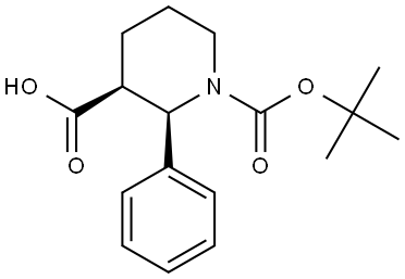 rel-(2R,3S)-1-(tert-Butoxycarbonyl)-2-phenylpiperidine-3-carboxylic acid Structure