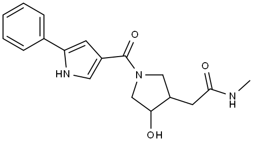 2-(4-hydroxy-1-(5-phenyl-1H-pyrrole-3-carbonyl)pyrrolidin-3-yl)-N-methylacetamide Structure