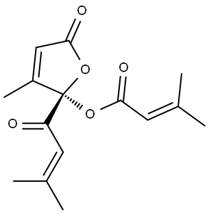 2-Butenoic acid, 3-methyl-, (2S)-2,5-dihydro-3-methyl-2-(3-methyl-1-oxo-2-buten-1-yl)-5-oxo-2-furanyl ester Structure