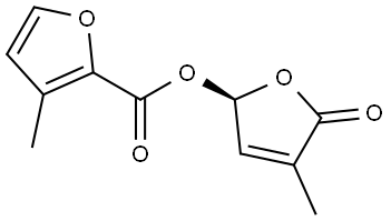 2-Furancarboxylic acid, 3-methyl-, (2R)-2,5-dihydro-4-methyl-5-oxo-2-furanyl ester Structure