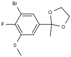 2-(3-bromo-4-fluoro-5-(methylthio)phenyl)-2-methyl-1,3-dioxolane Structure