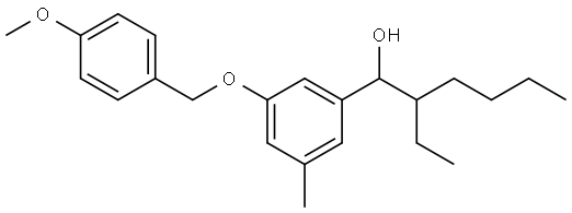 2-ethyl-1-(3-((4-methoxybenzyl)oxy)-5-methylphenyl)hexan-1-ol Structure