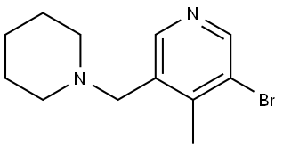 3-bromo-4-methyl-5-(piperidin-1-ylmethyl)pyridine Structure