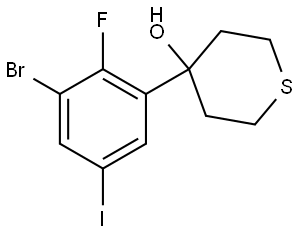 4-(3-bromo-2-fluoro-5-iodophenyl)tetrahydro-2H-thiopyran-4-ol Structure