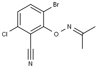 3-bromo-6-chloro-2-((propan-2-ylideneamino)oxy)benzonitrile Structure