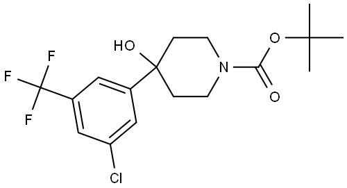 tert-butyl 4-(3-chloro-5-(trifluoromethyl)phenyl)-4-hydroxypiperidine-1-carboxylate Structure