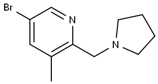 5-bromo-3-methyl-2-(pyrrolidin-1-ylmethyl)pyridine Structure