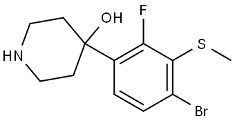 4-(4-bromo-2-fluoro-3-(methylthio)phenyl)piperidin-4-ol Structure