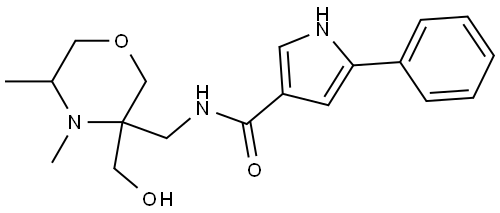 N-((3-(hydroxymethyl)-4,5-dimethylmorpholin-3-yl)methyl)-5-phenyl-1H-pyrrole-3-carboxamide Structure