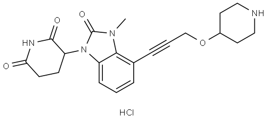 3-[2,3-Dihydro-3-methyl-2-oxo-4-[3-(4-piperidinyloxy)-1-propyn-1-yl]-1H-benzimidazol-1-yl]-2,6-piperidinedione Hydrochloride Structure