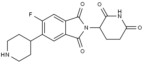 2-(2,6-dioxo-3-piperidyl)-5-fluoro-6-(4-piperidyl)isoindoline-1,3-dione Structure