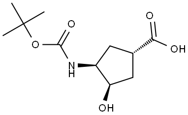 Cyclopentanecarboxylic acid, 3-[[(1,1-dimethylethoxy)carbonyl]amino]-4-hydroxy-, (1S,3S,4R)- 구조식 이미지