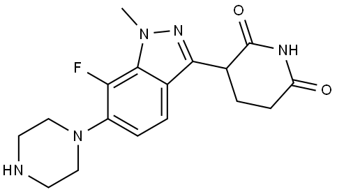 3-(7-fluoro-1-methyl-6-(piperazin-1-yl)-1H-indazol-3-yl)piperidine-2,6-dione Structure