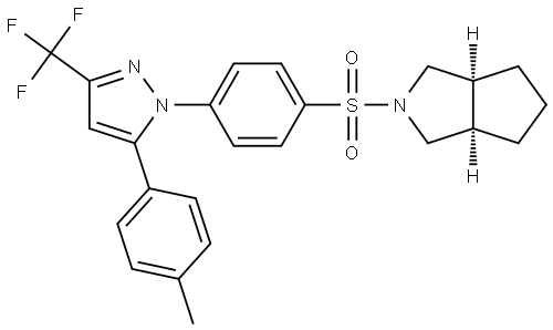 Cyclopenta[c]pyrrole, octahydro-2-[[4-[5-(4-methylphenyl)-3-(trifluoromethyl)-1H-pyrazol-1-yl]phenyl]sulfonyl]-, (3aR,6aS)-rel- Structure