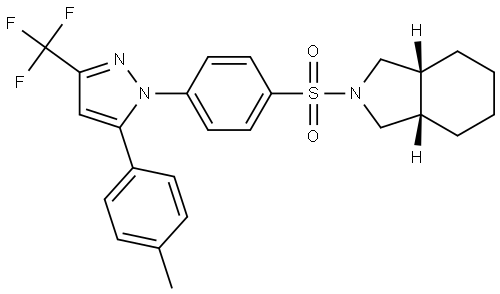 1H-Isoindole, octahydro-2-[[4-[5-(4-methylphenyl)-3-(trifluoromethyl)-1H-pyrazol-1-yl]phenyl]sulfonyl]-, (3aR,7aS)-rel- Structure