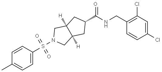 Cyclopenta[c]pyrrole-5-carboxamide, N-[(2,4-dichlorophenyl)methyl]octahydro-2-[(4-methylphenyl)sulfonyl]-, (3aR,6aS)-rel- Structure