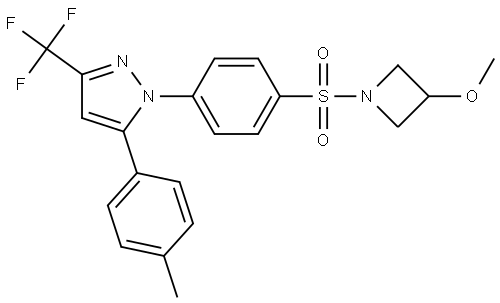 1H-Pyrazole, 1-[4-[(3-methoxy-1-azetidinyl)sulfonyl]phenyl]-5-(4-methylphenyl)-3… Structure