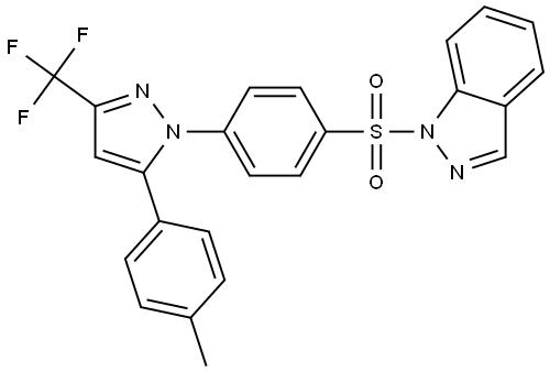 1H-Indazole, 1-[[4-[5-(4-methylphenyl)-3-(trifluoromethyl)-1H-pyrazol-1-yl]pheny… Structure