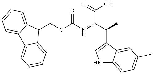L-Tryptophan, N-[(9H-fluoren-9-ylmethoxy)carbonyl]-5-fluoro-β-methyl-, (βS)- Structure