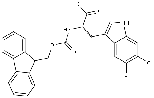 L-Tryptophan, 6-chloro-N-[(9H-fluoren-9-ylmethoxy)carbonyl]-5-fluoro- Structure