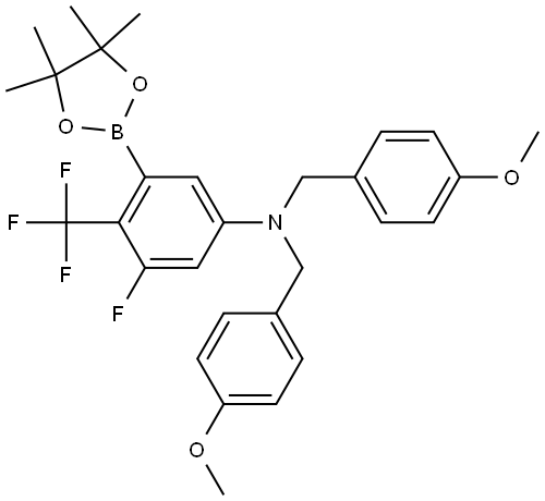 3-Fluoro-N,N-bis(4-methoxybenzyl)-5-(4,4,5,5-tetramethyl-1,3,2-dioxaborolan-2-yl)-4-(trifluoromethyl)aniline Structure