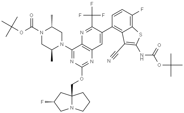 tert-butyl (2R,5S)-4-(7-(2-((tert-butoxycarbonyl)amino)-3-cyano-7-fluorobenz Structure