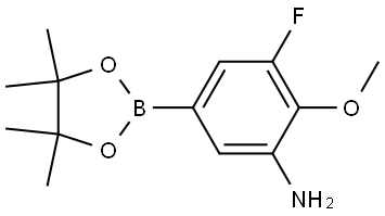 Benzenamine, 3-fluoro-2-methoxy-5-(4,4,5,5-tetramethyl-1,3,2-dioxaborolan-2-yl)- Structure