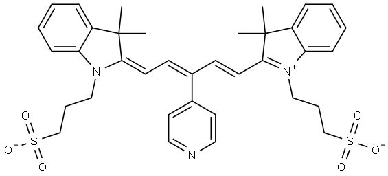 3-((E)-2-((2Z,4E)-5-(3,3-dimethyl-1-(3-sulfonatopropyl)-3H-indol-1-ium-2-yl)-3-(1-methylpyridin-1-ium-4-yl)penta-2,4-dien-1-ylidene)-3,3-dimethylindolin-1-yl)propane-1-sulfonate Structure