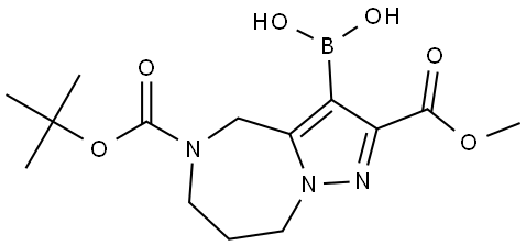 (5-(tert-Butoxycarbonyl)-2-(methoxycarbonyl)-5,6,7,8-tetrahydro-4H-pyrazolo[1,5-a][1,4]diazepin-3-yl)boronic acid Structure