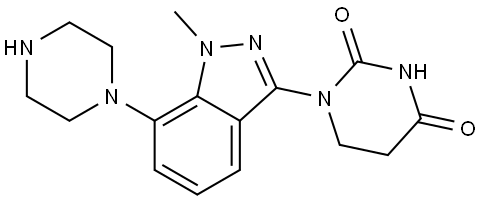 1-(1-methyl-7-piperazin-1-yl-indazol-3 -yl)hexahydropyrimidine-2,4-dione Structure