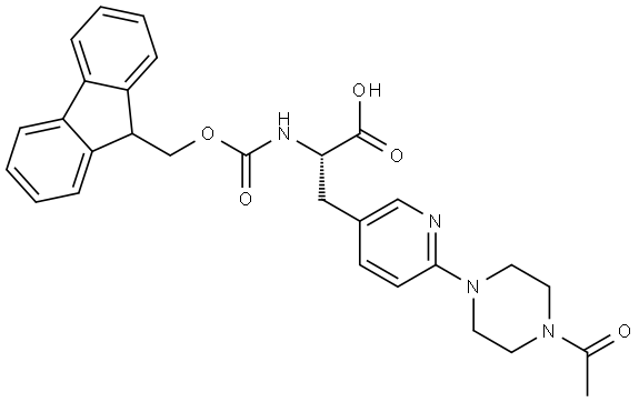 Fmoc-L-3Py6pipz4Ac-OH Structure