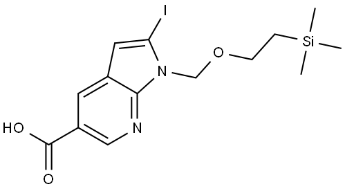 2-Iodo-1-((2-(trimethylsilyl)ethoxy)methyl)-1H-pyrrolo[2,3-b]pyridine-5-carboxylic acid Structure