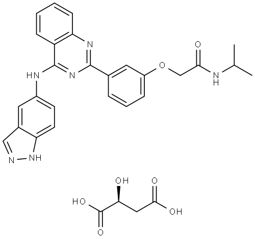 2-(3-(4-((1H-indazol-5-yl)amino)quinazolin-2-yl)phenoxy)-N-isopropylacetamide (S)-2-hydroxysuccinate Structure