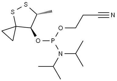 2-cyanoethyl ((6R,7R)-6-methyl-4,5-dithiaspiro[2.4]heptan-7-yl) diisopropylphosphoramidite Structure