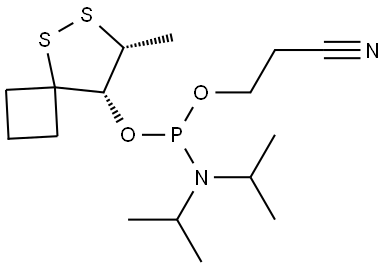 2-cyanoethyl ((7R,8S)-7-methyl-5,6-dithiaspiro[3.4]octan-8-yl) diisopropylphosphoramidite Structure