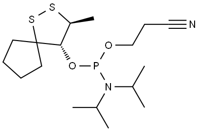 2-cyanoethyl ((3S,4S)-3-methyl-1,2-dithiaspiro[4.4]nonan-4-yl) diisopropylphosphoramidite Structure