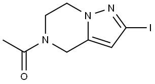 1-(2-Iodo-6,7-dihydropyrazolo[1,5-a]pyrazin-5(4H)-yl)ethanone 구조식 이미지