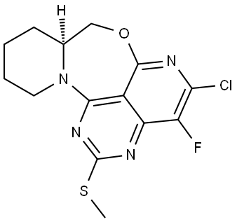 7-Oxa-1,3,6,12a-tetraazabenzo[4,5]cyclohepta[1,2,3-de]naphthalene, 5-chloro-4-fluoro-8,8a,9,10,11,12-hexahydro-2-(methylthio)-, (8aS)- Structure