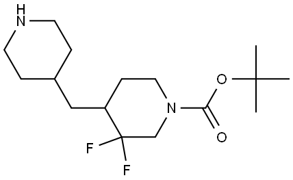 1-Piperidinecarboxylic acid, 3,3-difluoro-4-(4-piperidinylmethyl)-, 1,1-dimethylethyl ester Structure