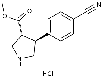 trans-Methyl 4-(4-cyanophenyl)pyrrolidine-3-carboxylate hydrochloride Structure