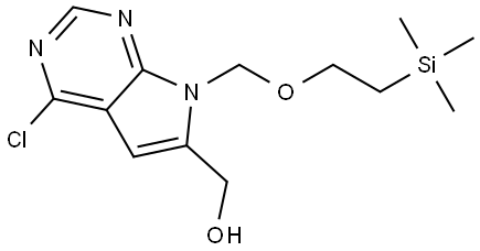 (4-chloro-7-((2-(trimethylsilyl)ethoxy)methyl)-7H-pyrrolo[2,3-d]pyrimidin-6-yl)methanol Structure