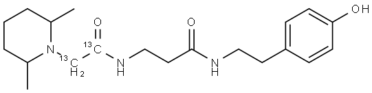 3-(2-(2,6-dimethylpiperidin-1-yl)acetamido-1-13C-1-13C)-N-(4-hydroxyphenethyl)propanamide Structure