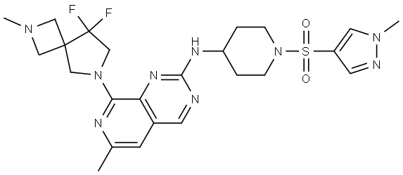 8-(8,8-difluoro-2-methyl-2,6-diazaspiro[3.4]octan-6-yl)-6-methyl-N-(1-((1-methyl-1H-pyrazol-4-yl)sulfonyl)piperidin-4-yl)pyrido[3,4-d]pyrimidin-2-amine Structure