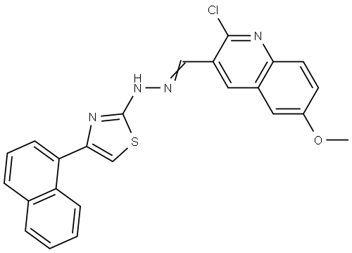 3-Quinolinecarboxaldehyde, 2-chloro-6-methoxy-, 2-[4-(1-naphthalenyl)-2-thiazolyl]hydrazone Structure