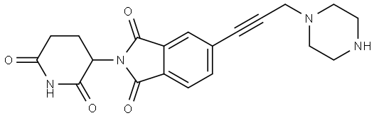 4-(3-(2-(2,6-dioxopiperidin-3-yl)-1,3-dioxoisoindolin-5-yl)prop-2-yn-1-yl)piperazin Structure