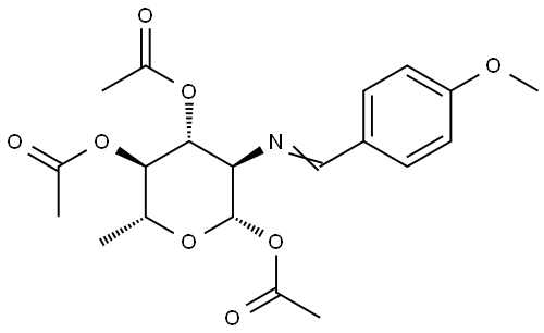 1,3,4-Tri-O-acetyl-2-amino-2,6-dideoxy-N-(4-methoxybenzylidene)-β-D-glucopyranose Structure