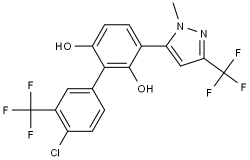 [1,1′-Biphenyl]-2,6-diol, 4′-chloro-3-[1-methyl-3-(trifluoromethyl)-1H-pyrazol-5-yl]-3′-(trifluoromethyl)- Structure