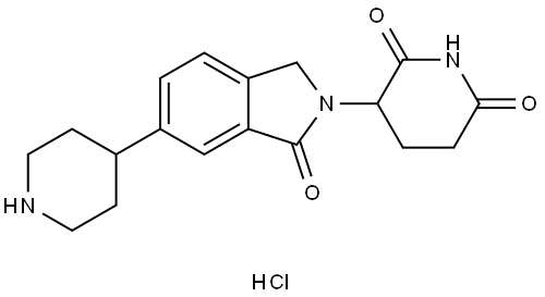 3-(1-oxo-6-(piperidin-4-yl)isoindolin-2-yl)piperidine-2,6-dione, HCl Structure